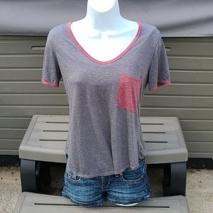 Charcoal Gray Tee with Maroon Trim
